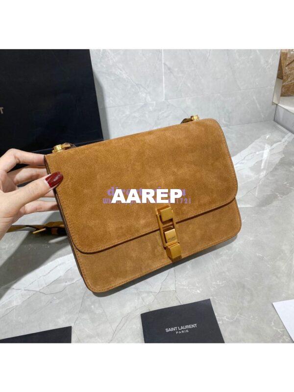 Replica Yves Saint Laurent YSL Carre Satchel In Suede 585060 Brown 4