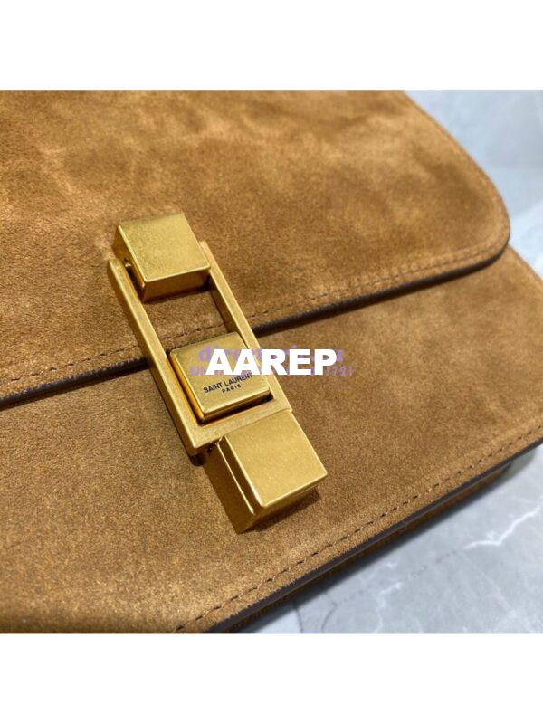 Replica Yves Saint Laurent YSL Carre Satchel In Suede 585060 Brown 5