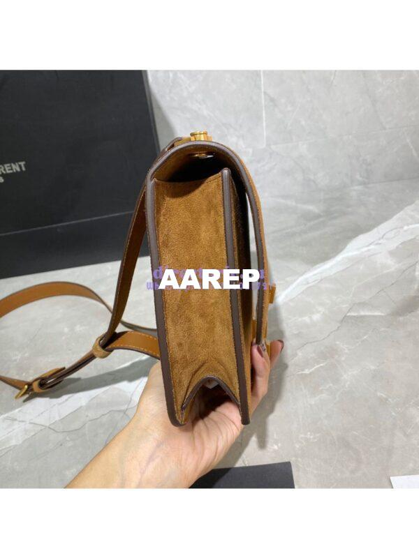 Replica Yves Saint Laurent YSL Carre Satchel In Suede 585060 Brown 7