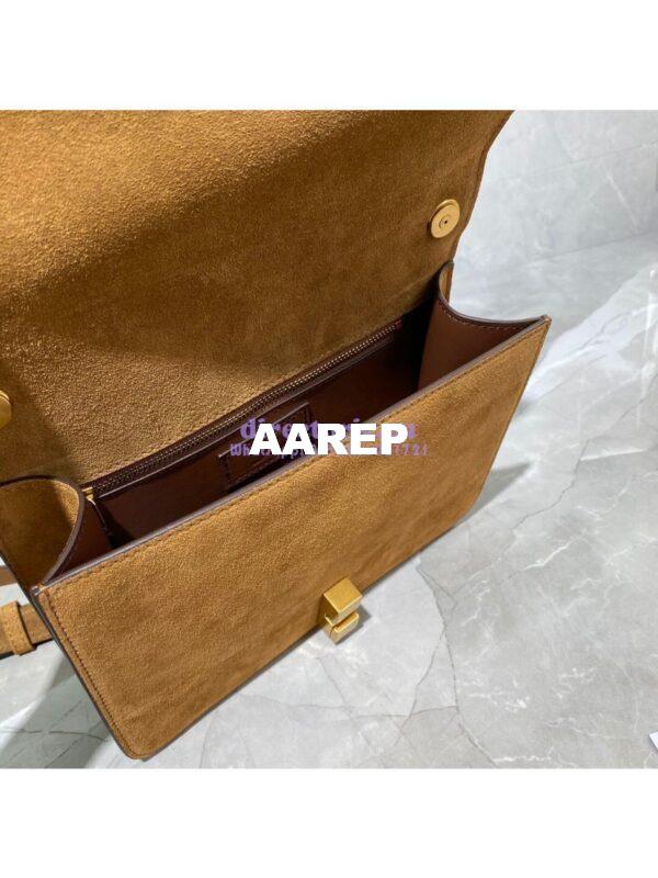 Replica Yves Saint Laurent YSL Carre Satchel In Suede 585060 Brown 9