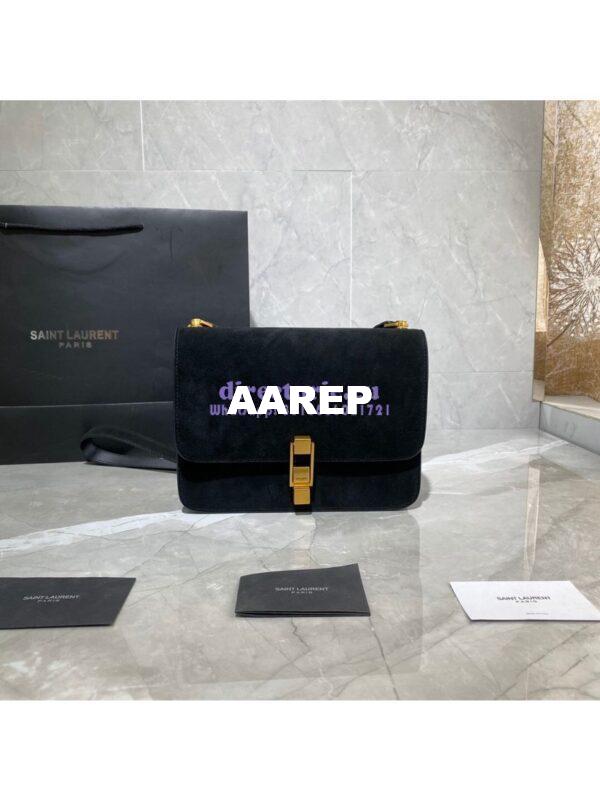 Replica Yves Saint Laurent YSL Carre Satchel In Suede 585060 Black 3