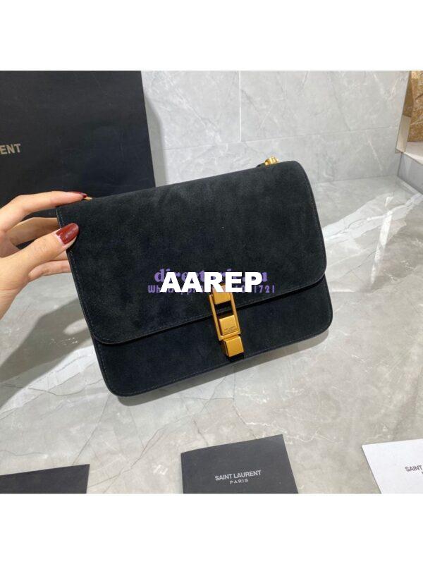 Replica Yves Saint Laurent YSL Carre Satchel In Suede 585060 Black 4