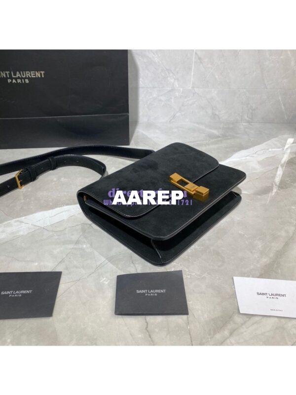 Replica Yves Saint Laurent YSL Carre Satchel In Suede 585060 Black 5
