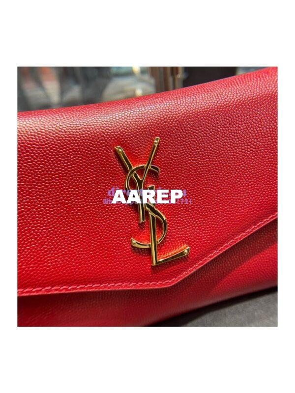 Replica YSL Saint Laurent Uptown Chain Wallet In Grain De Poudre Embossed Leather 6077881 Red 5