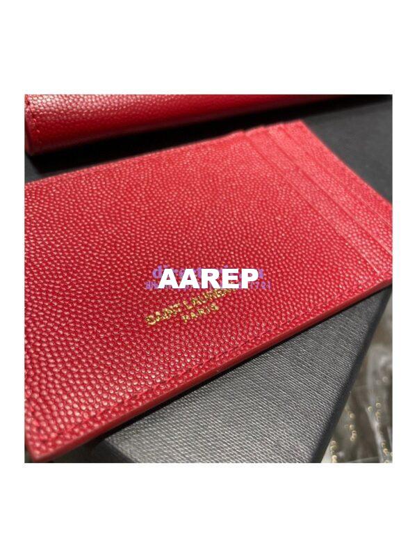 Replica YSL Saint Laurent Uptown Chain Wallet In Grain De Poudre Embossed Leather 6077881 Red 9