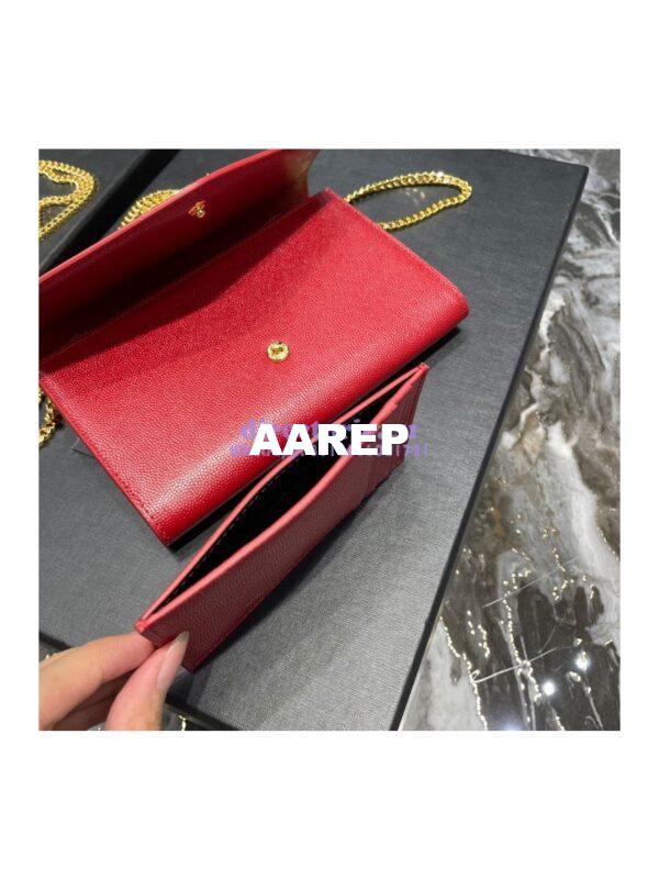 Replica YSL Saint Laurent Uptown Chain Wallet In Grain De Poudre Embossed Leather 6077881 Red 10