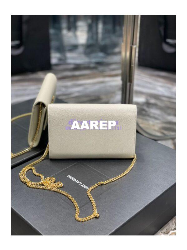 Replica YSL Saint Laurent Uptown Chain Wallet In Grain De Poudre Embossed Leather 6077881 White 12