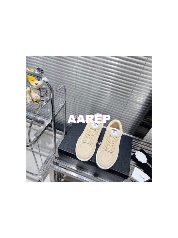 Replica Chanel Suede Calfskin Trainers G39225 Beige 3