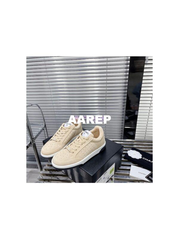 Replica Chanel Suede Calfskin Trainers G39225 Beige 5