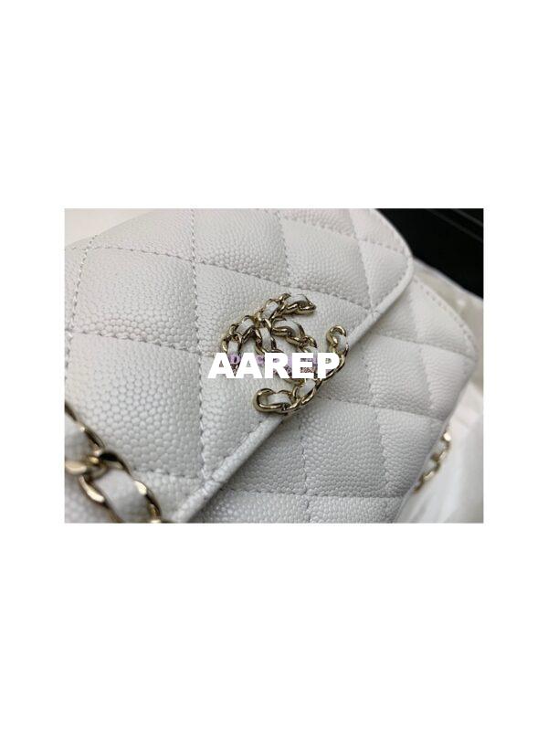Replica Chanel White Grained Calfskin Leather Chain Strap CC Logo Handle Flap Bag AP3237 5