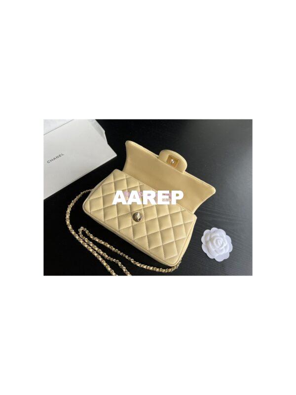 Replica Chanel Beige Lambskin Mini Flap Bag With Top Handle AS2431 8