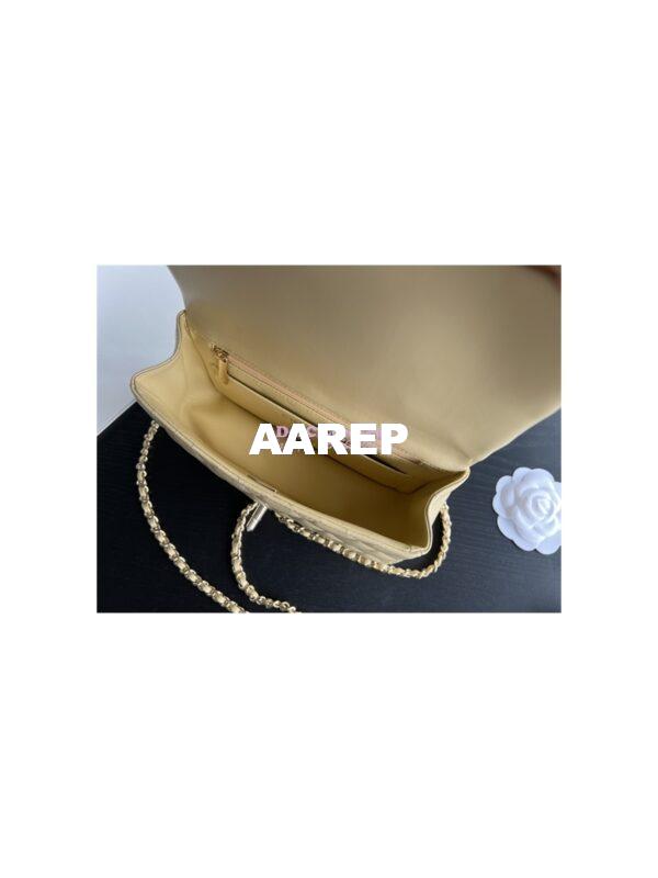 Replica Chanel Beige Lambskin Mini Flap Bag With Top Handle AS2431 9