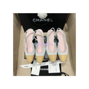 Replica Chanel 22P Slingbacks 20mm 65mm Lambskin Cap Toe G31318 G31319 Green