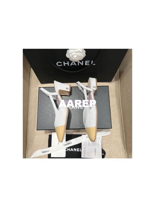 Replica Chanel 22P Slingbacks 20mm 65mm Lambskin Cap Toe G31318 G31319 Green 4