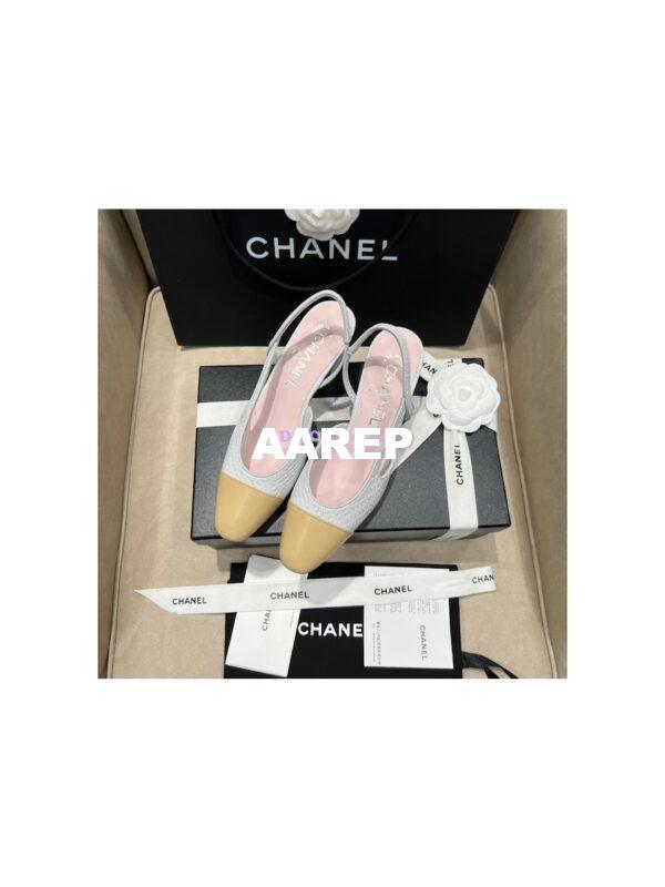 Replica Chanel 22P Slingbacks 20mm 65mm Lambskin Cap Toe G31318 G31319 Green 6