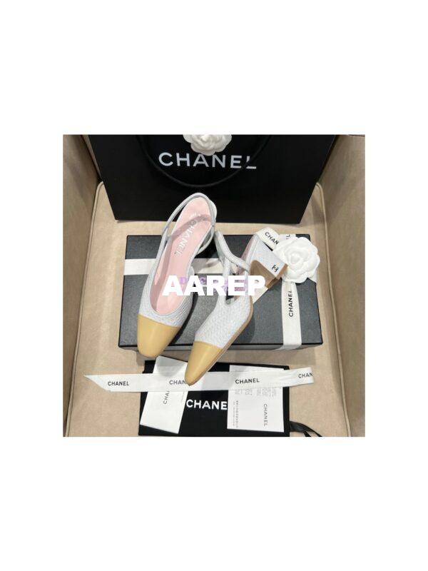 Replica Chanel 22P Slingbacks 20mm 65mm Lambskin Cap Toe G31318 G31319 Green 7