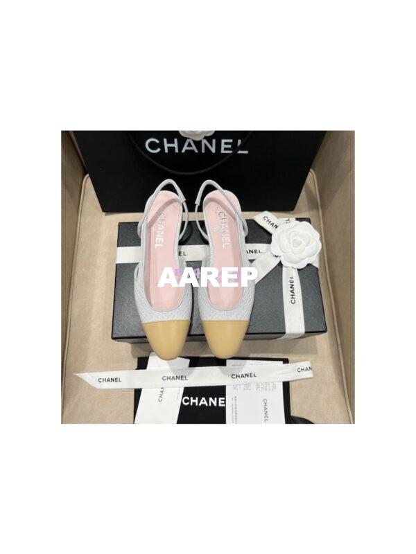Replica Chanel 22P Slingbacks 20mm 65mm Lambskin Cap Toe G31318 G31319 Green 12