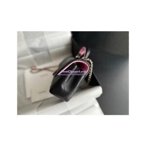 Replica Chanel Lambskin Mini Flap Bag With Top Handle AS2431 Black Pink 2