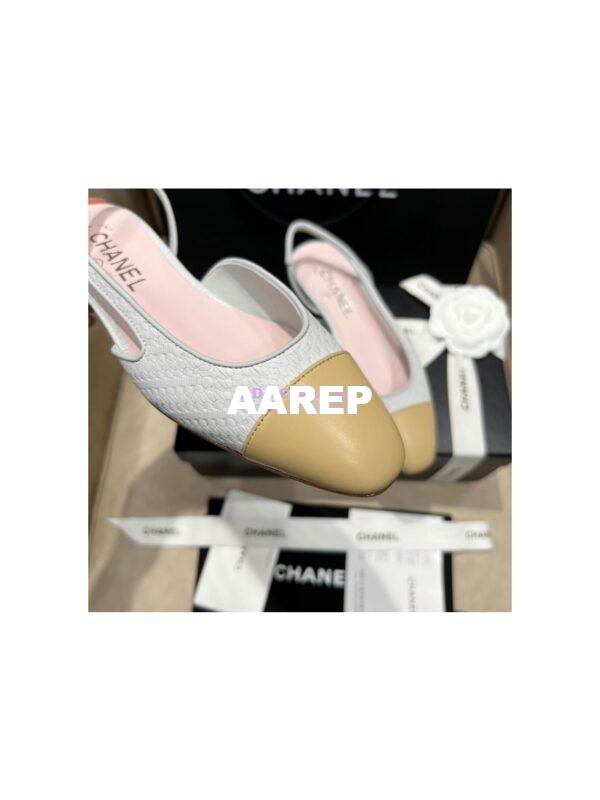 Replica Chanel 22P Slingbacks 20mm 65mm Lambskin Cap Toe G31318 G31319 Green 16