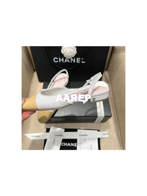 Replica Chanel 22P Slingbacks 20mm 65mm Lambskin Cap Toe G31318 G31319 Green 17