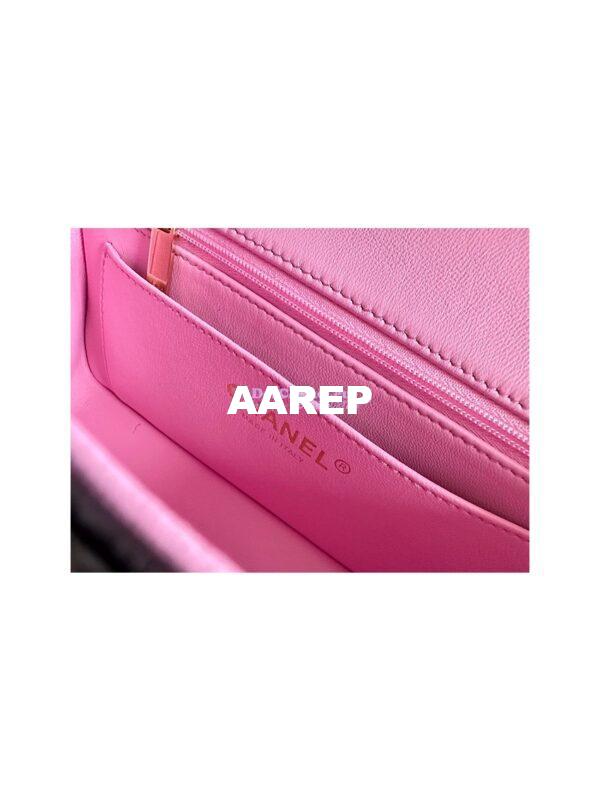 Replica Chanel Lambskin Mini Flap Bag With Top Handle AS2431 Black Pink 8