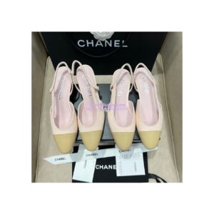 Replica Chanel 22P Slingbacks 20mm 65mm Lambskin Cap Toe G31318 G31319 Pink