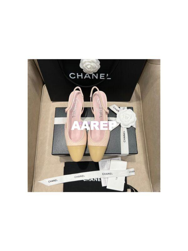 Replica Chanel 22P Slingbacks 20mm 65mm Lambskin Cap Toe G31318 G31319 Pink 3
