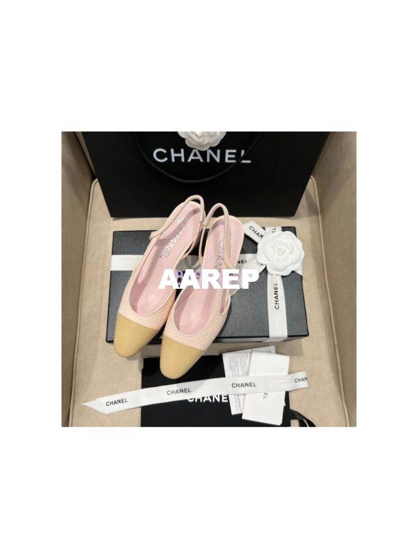 Replica Chanel 22P Slingbacks 20mm 65mm Lambskin Cap Toe G31318 G31319 Pink 4