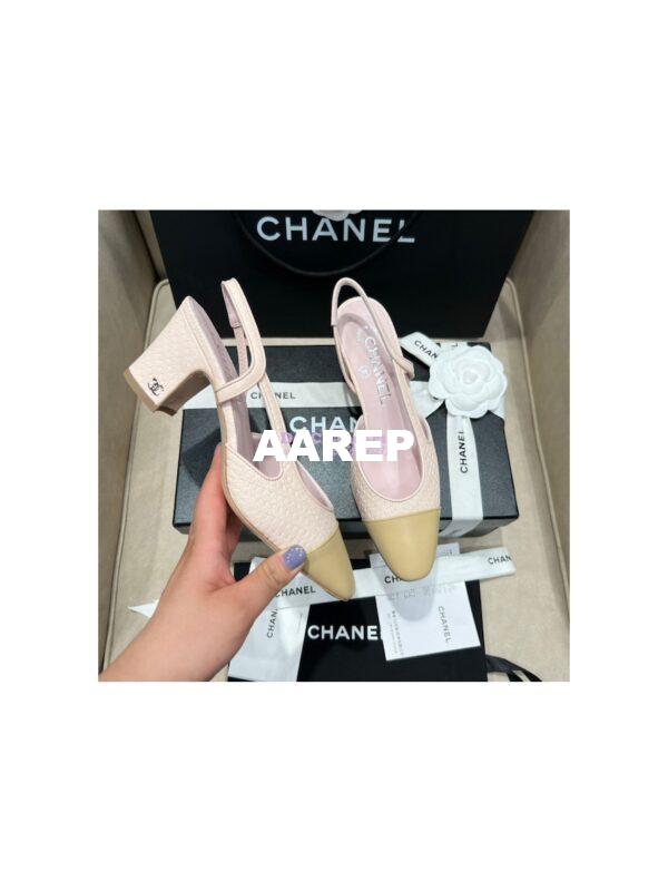 Replica Chanel 22P Slingbacks 20mm 65mm Lambskin Cap Toe G31318 G31319 Pink 6