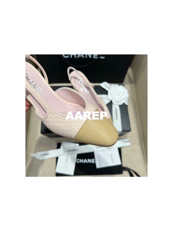 Replica Chanel 22P Slingbacks 20mm 65mm Lambskin Cap Toe G31318 G31319 Pink 7