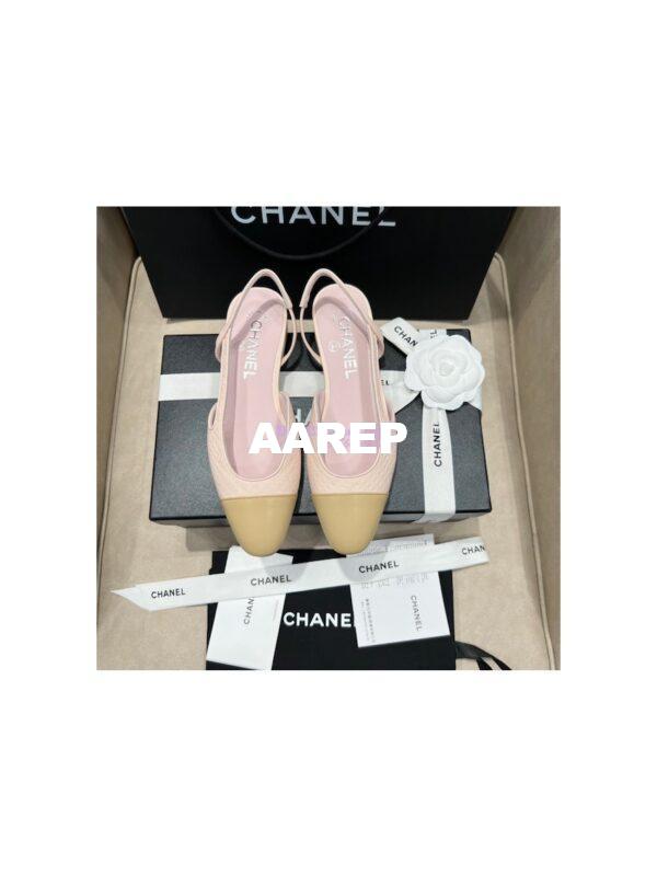 Replica Chanel 22P Slingbacks 20mm 65mm Lambskin Cap Toe G31318 G31319 Pink 10