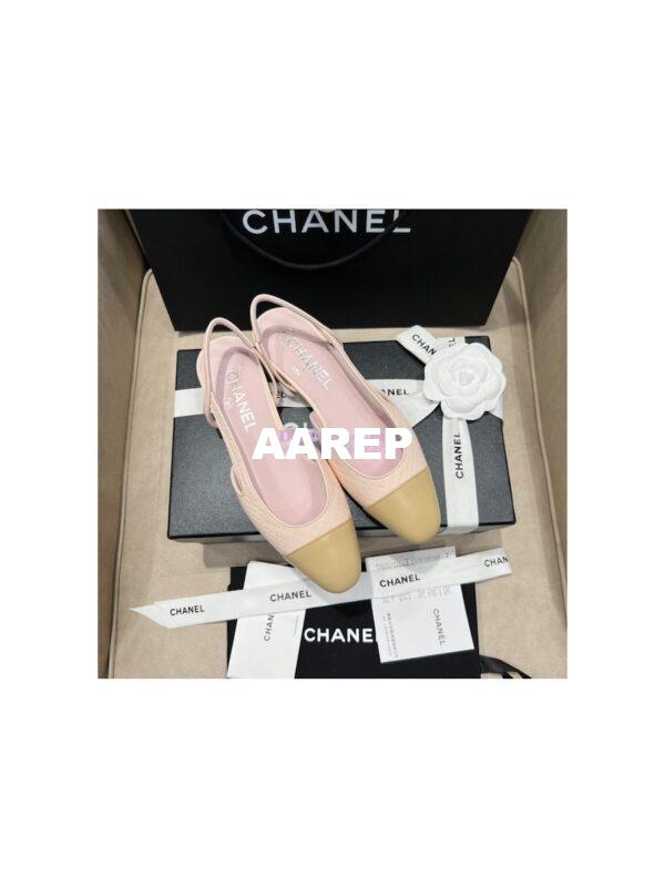 Replica Chanel 22P Slingbacks 20mm 65mm Lambskin Cap Toe G31318 G31319 Pink 11
