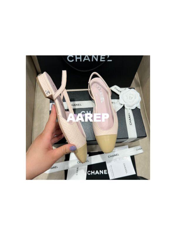 Replica Chanel 22P Slingbacks 20mm 65mm Lambskin Cap Toe G31318 G31319 Pink 12