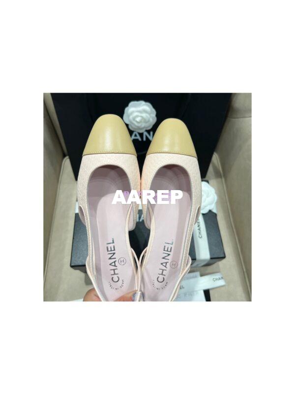 Replica Chanel 22P Slingbacks 20mm 65mm Lambskin Cap Toe G31318 G31319 Pink 14