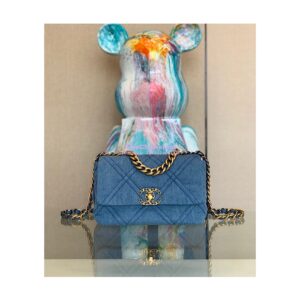 Replica Chanel 22P 19 Flap Bag Denim with Gold Hardware AS1160
