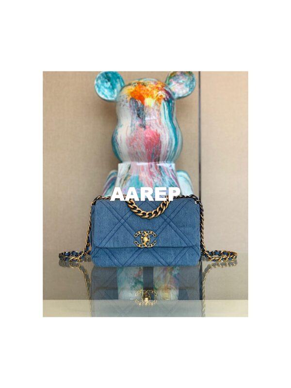 Replica Chanel 22P 19 Flap Bag Denim with Gold Hardware AS1160 3