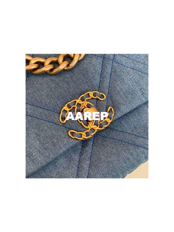 Replica Chanel 22P 19 Flap Bag Denim with Gold Hardware AS1160 5