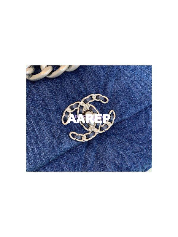 Replica Chanel 19 Large Flap Bag AS1161 Denim Blue Jean with Silver 3