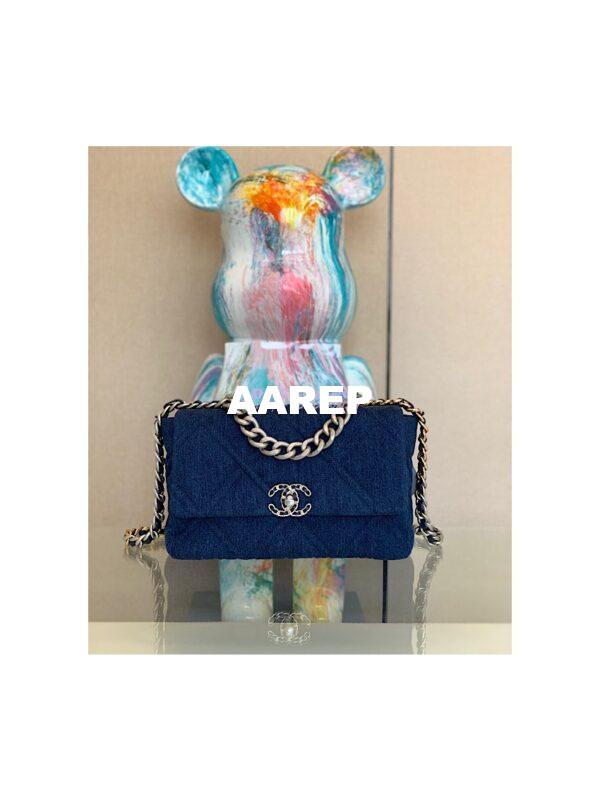 Replica Chanel 19 Large Flap Bag AS1161 Denim Blue Jean with Silver 9