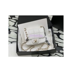 Replica Chanel Mini Flap Bag in Lambskin and Resin AS3744 White