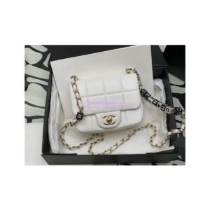 Replica Chanel Mini Flap Bag in Lambskin and Resin AS3744 White 2