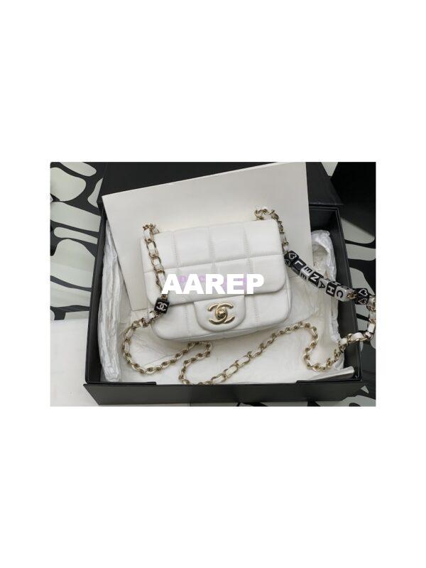 Replica Chanel Mini Flap Bag in Lambskin and Resin AS3744 White 4