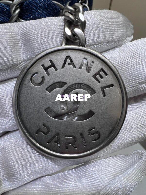 Replica Chanel Leather Chain Strap CC Logo Handle Metallic Silver Flap Bag AP3238 8