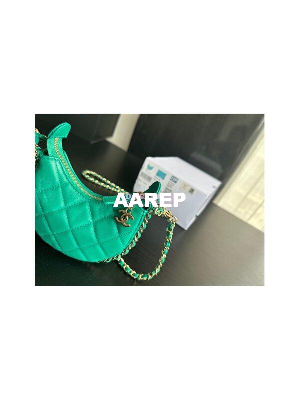 Replica Chanel 23P Mini Hobo Bag Lambskin AS3232 Green (Limited Edition) 8