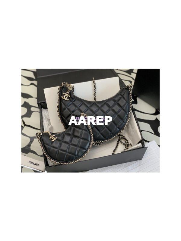 Replica Chanel 23P Mini Hobo Bag Lambskin AS3232 Black (Limited Edition)