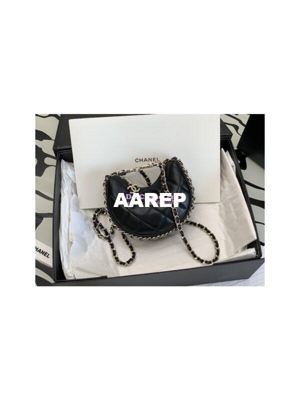 Replica Chanel 23P Mini Hobo Bag Lambskin AS3232 Black (Limited Edition) 2