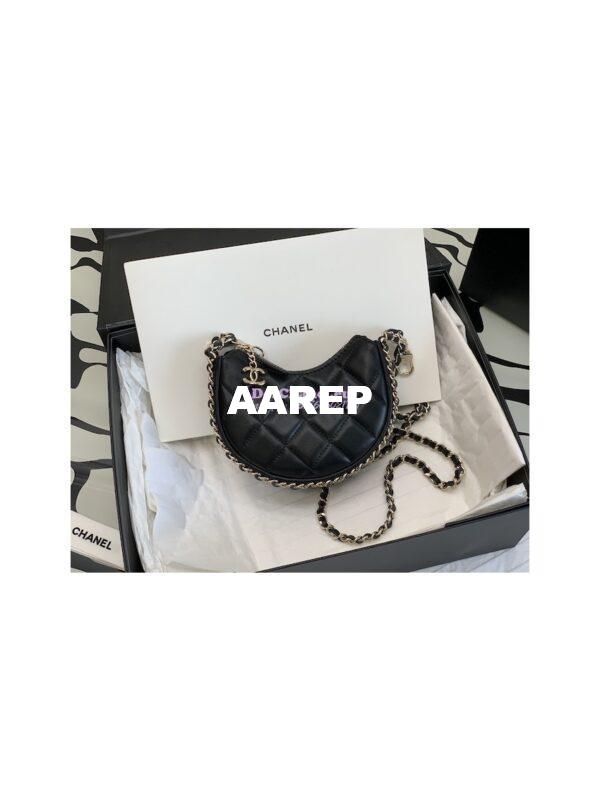 Replica Chanel 23P Mini Hobo Bag Lambskin AS3232 Black (Limited Edition) 3