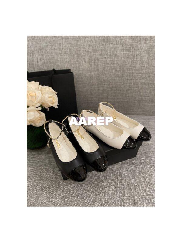 Replica Chanel Bracelet Lambskin & Patent Calfskin Ballerina Flats G38986 Black 3