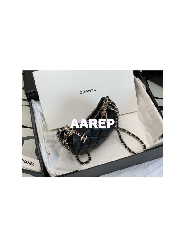 Replica Chanel 23P Mini Hobo Bag Lambskin AS3232 Black (Limited Edition) 4