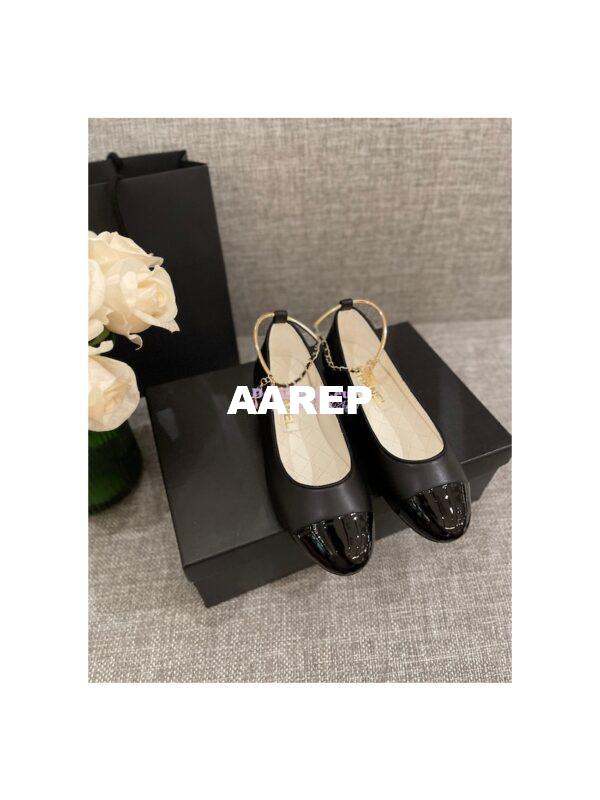 Replica Chanel Bracelet Lambskin & Patent Calfskin Ballerina Flats G38986 Black 6